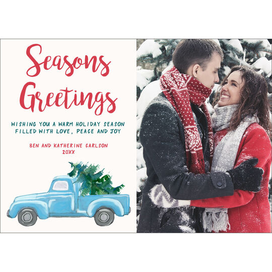 Seasons Greetings Truck Holiday Photo Cards